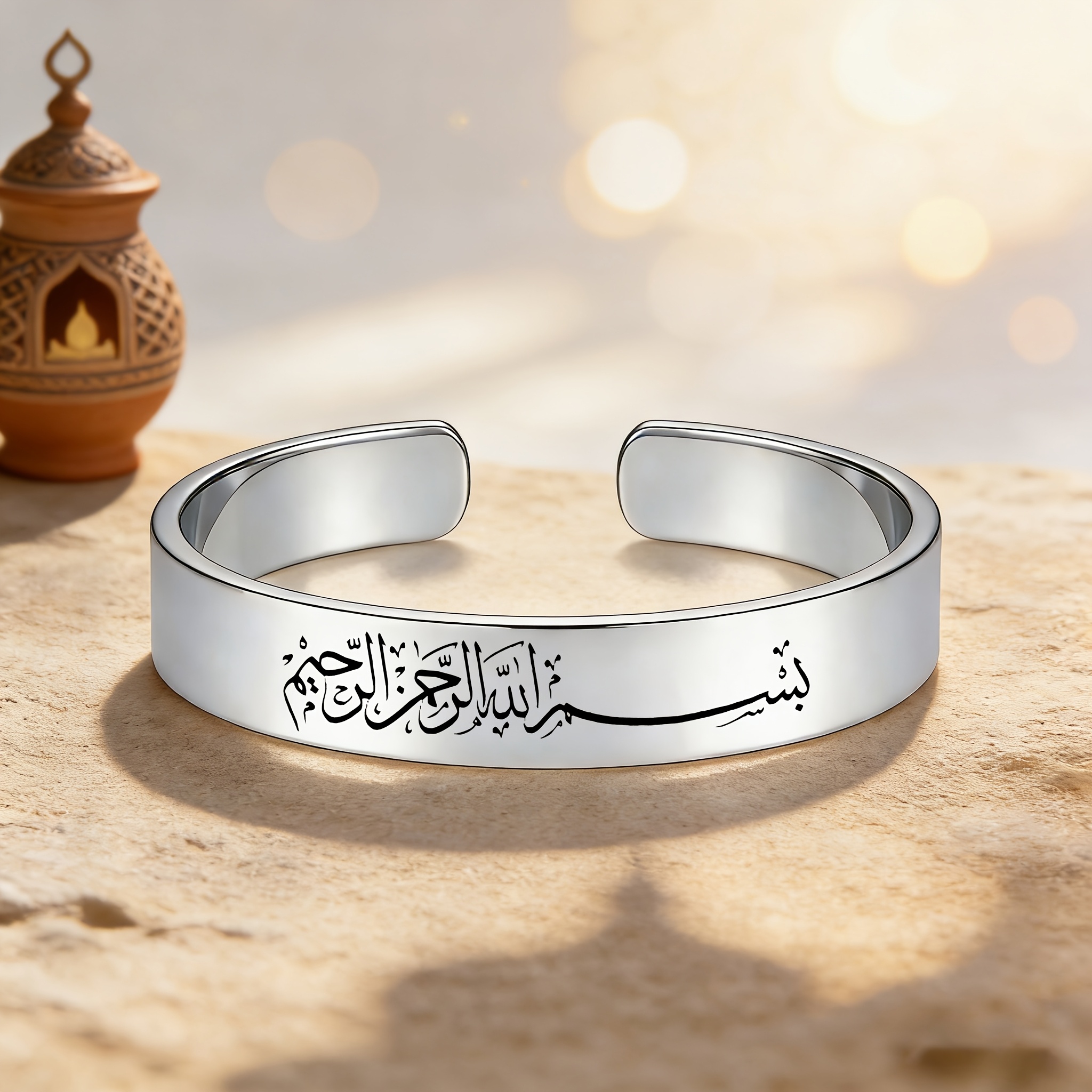 Islamic Culture Inspired 304 Stainless Steel Open Bangle